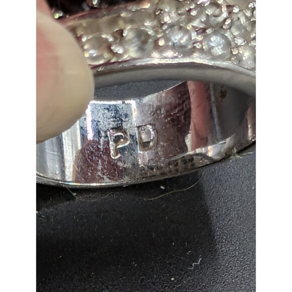 Vintage Premier Designs Opera Ring Rhodium Plated Black  Vintage Premier Designs Opera Ring Rhodium Plated Black & Clear CZ Sz 8